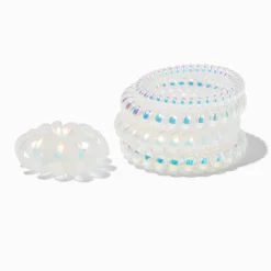 Claire's Élastiques|Élastiques Spirale-Élastiques à spirale blancs iridescents - Lot de 5