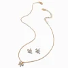 Claire's Clous D'oreilles|Parures De Bijoux-Lot clous d'oreilles et collier à pendentif nœud en zircon cubique couleur dorée