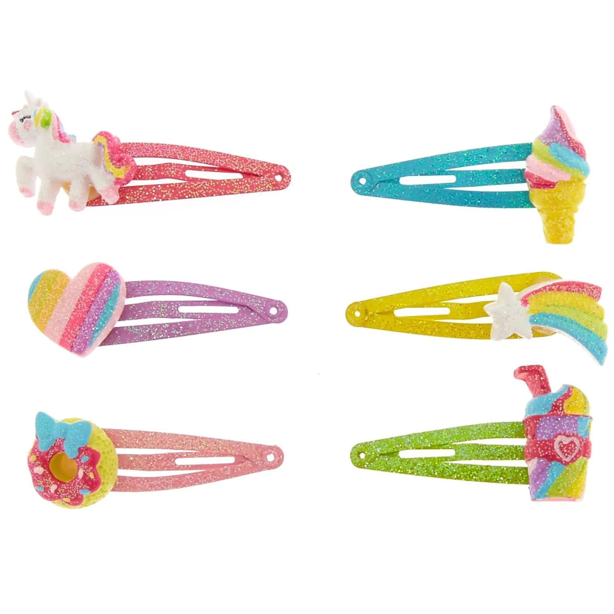 Claire's Barrettes Et Pinces|Déguisements-Lot de 6 barrettes clic clac arc-en-ciel pour enfants