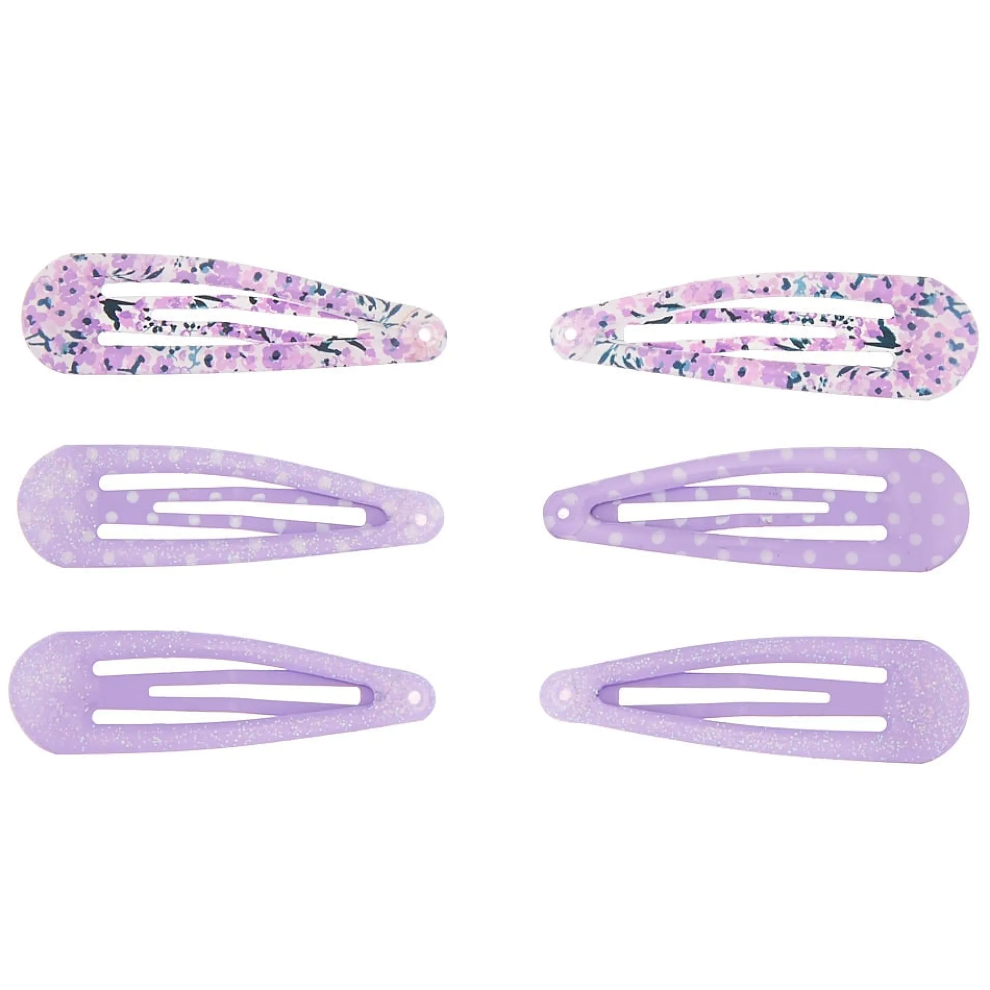 Claire's Barrettes Et Pinces-Lot de 6 barrettes clic clac florales violettes du Club Claire's