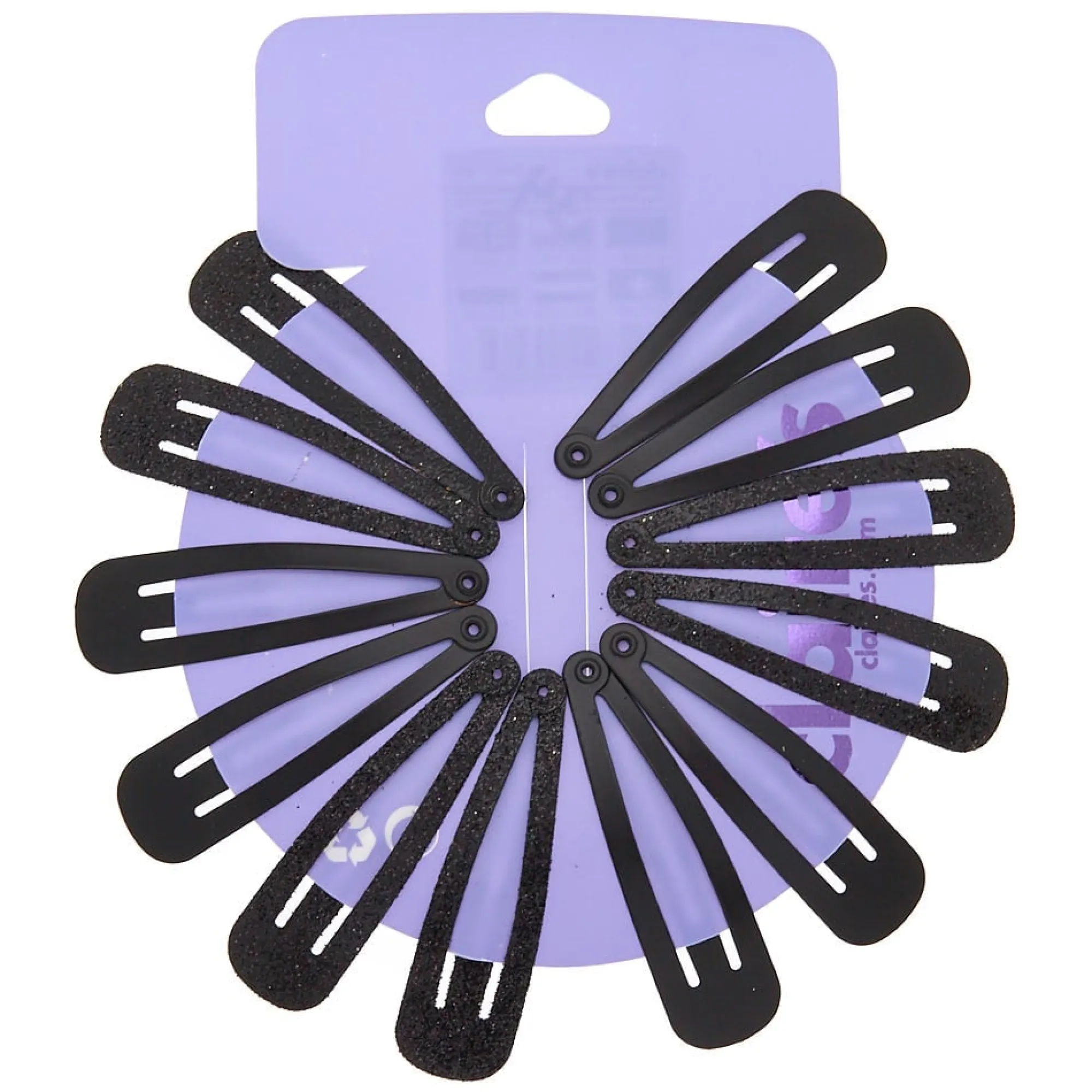 Claire's Barrettes Et Pinces-Lot de 12 barrettes clic clac noires à paillettes au fini mat
