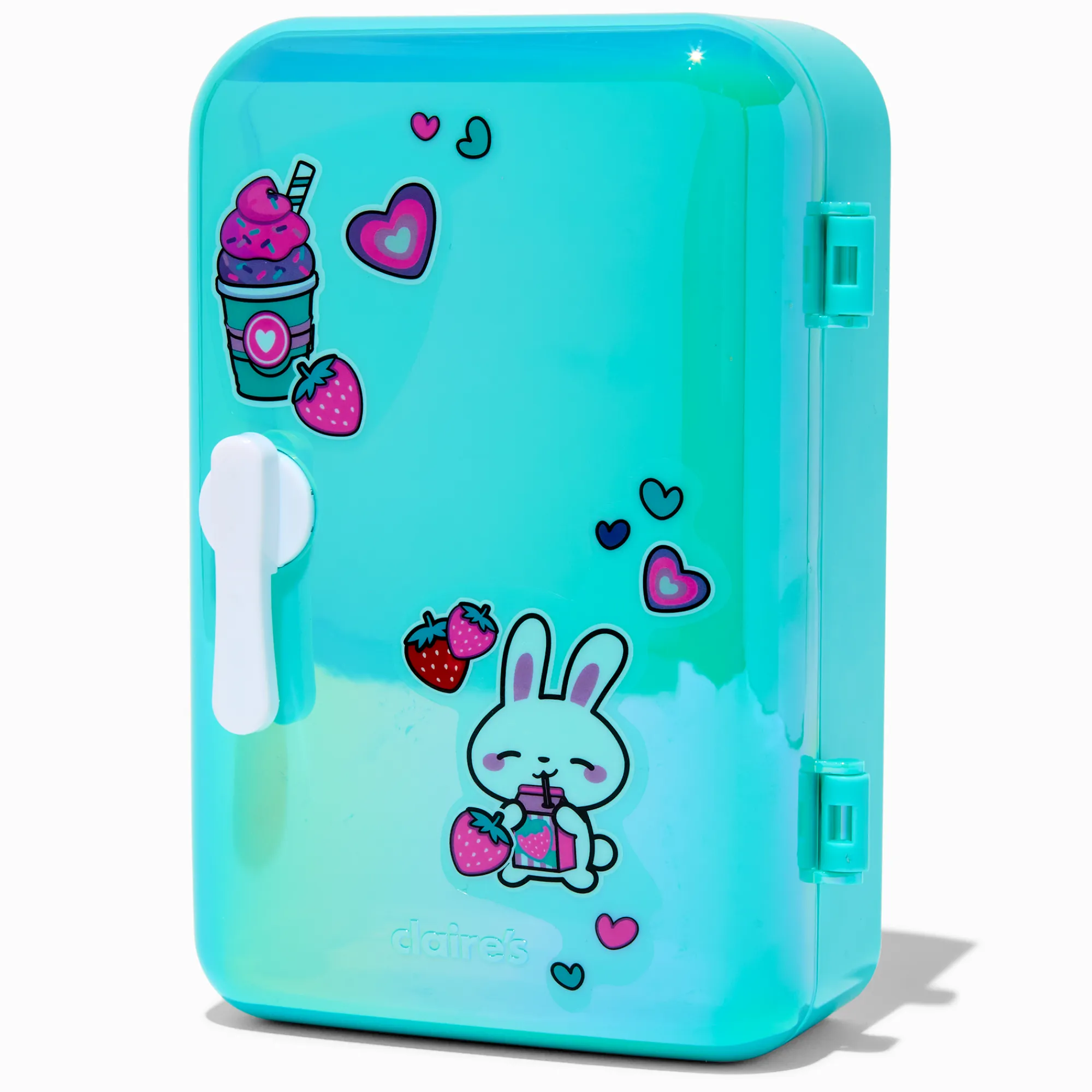 Claire's Lèvres-Lot de baumes à lèvres réfrigérateur iridescent petits animaux et boissons fraise - Lot de 4