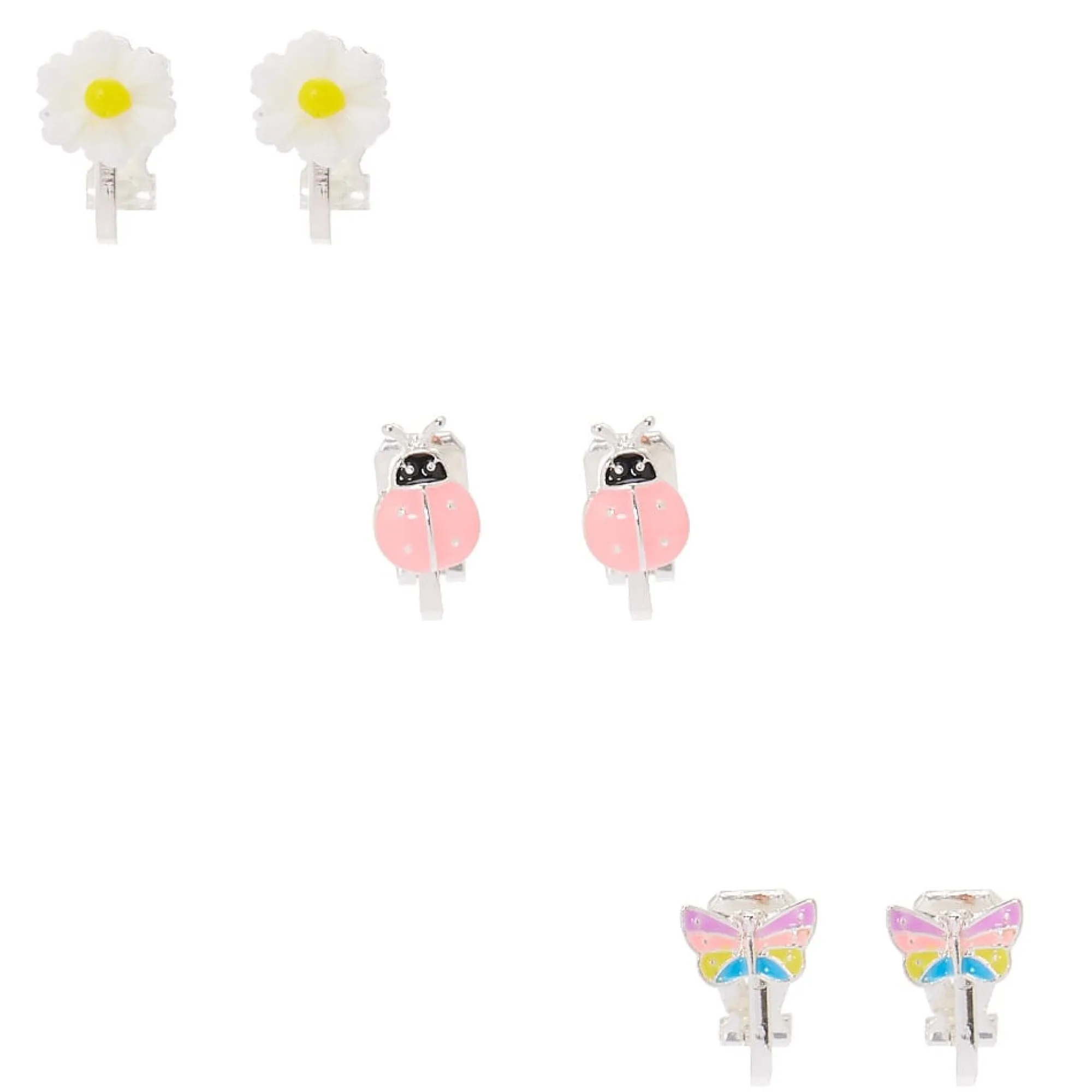 Claire's Clips Et Autocollants-Lot de 3 boucles d'oreille à clip à ressort aux tons pastel