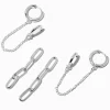 Claire's Pendantes-Lot de boucles d'oreilles reliées par une chaîne avec clip trombone couleur argentée - Lot de 3