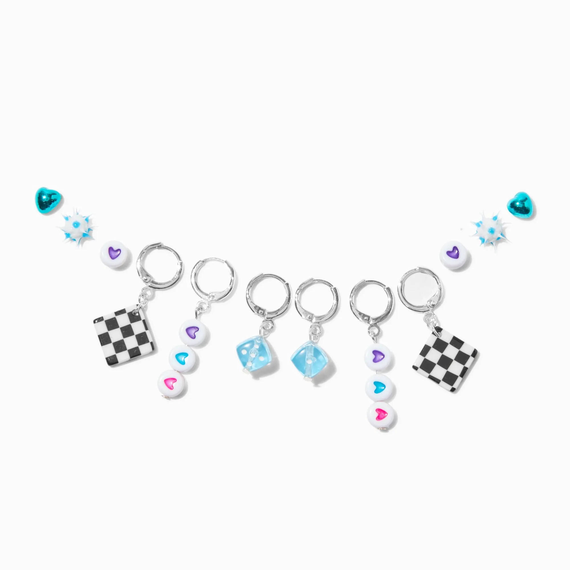 Claire's Anneaux|Clous D'oreilles-Lot de boucles d'oreilles superposables dés audacieux - Lot de 6