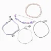 Claire's Bracelets-Lot de bracelets chaîne et perlé, imitation velours violet cœur couleur argentée - Lot de 5