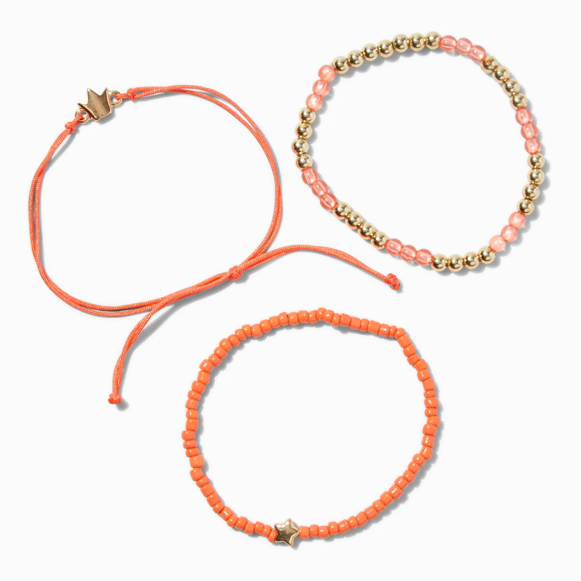 Claire's Bracelets-Lot de bracelets en perles de rocaille corail avec le mot « Courage » - Lot de 3