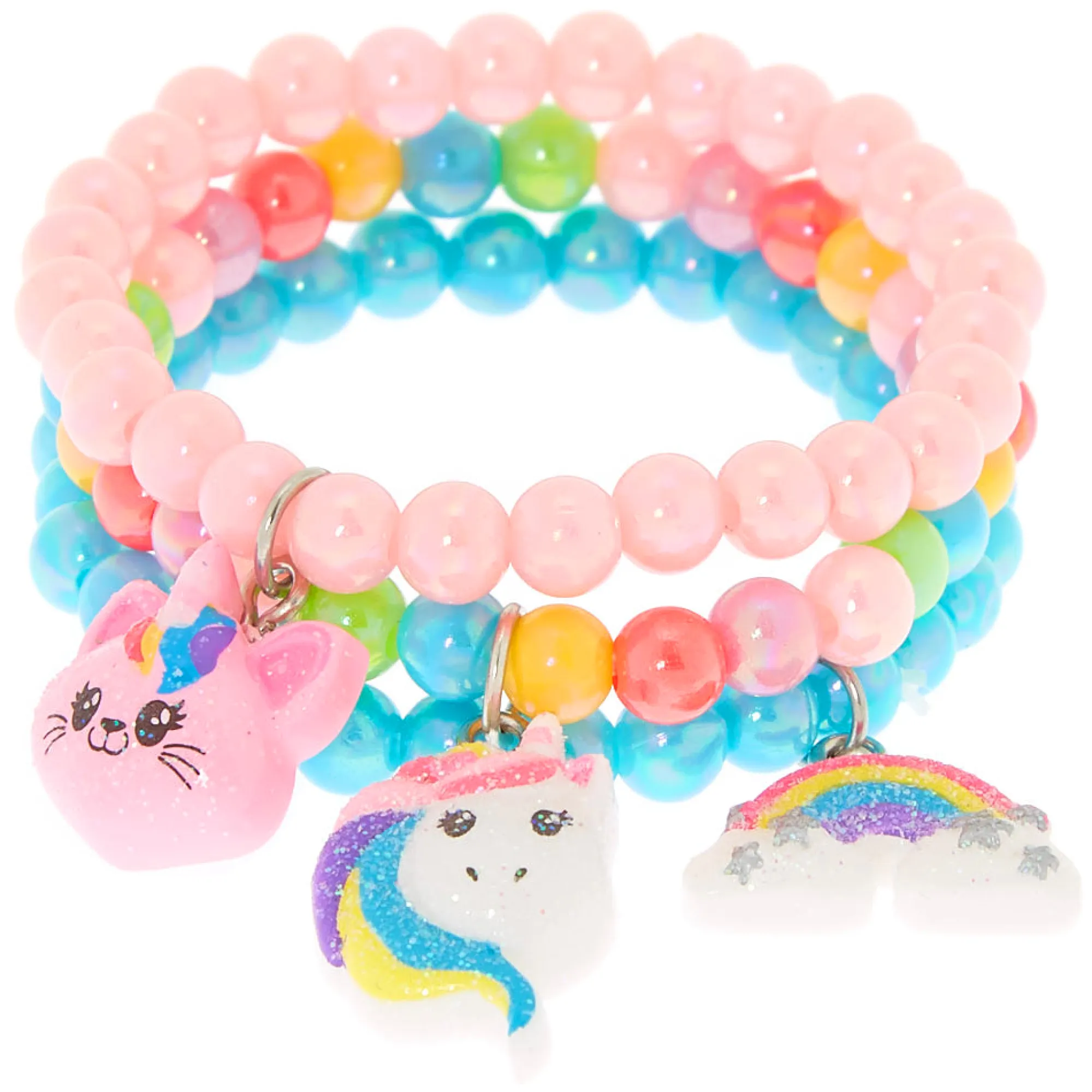 Claire's Bracelets-Lot de 3 bracelets perlés arc-en-ciel du Club Claire's