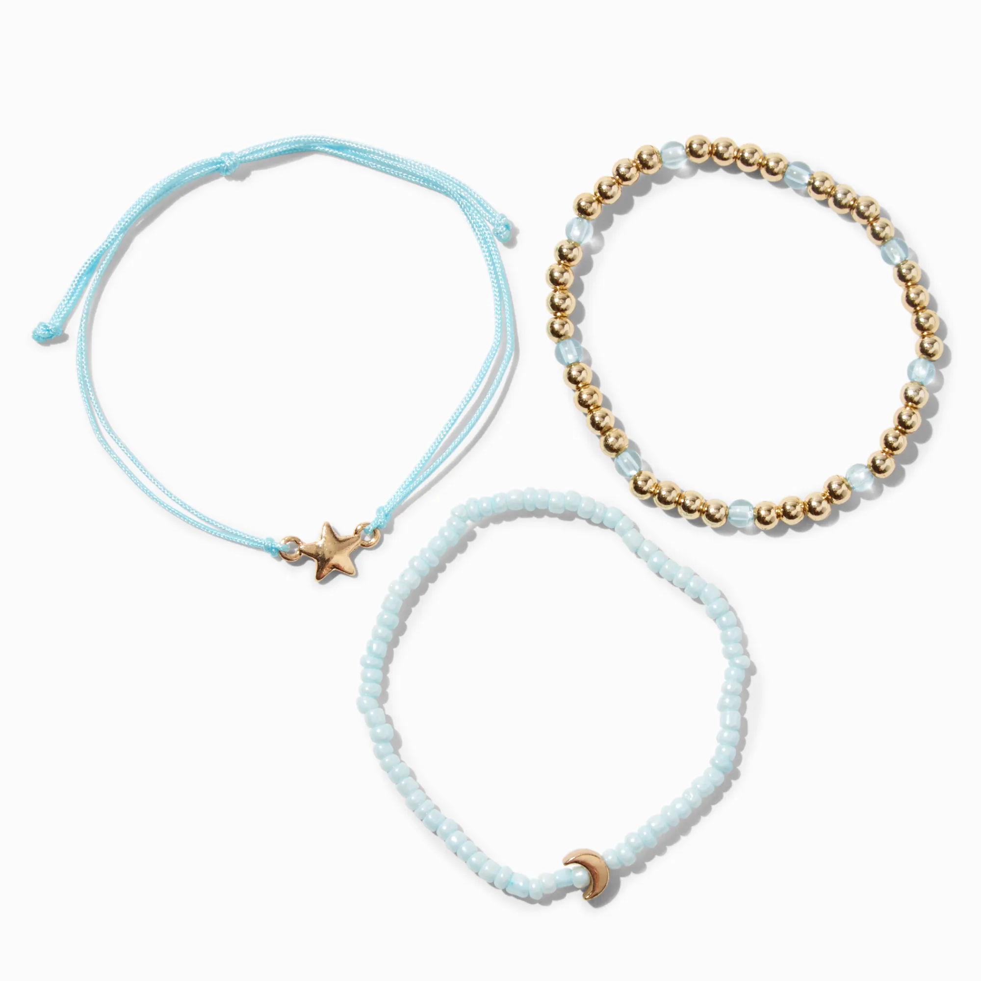 Claire's Bracelets-Lot de bracelets perlés d’inspiration « Never Lost » bleu clair - Lot de 3