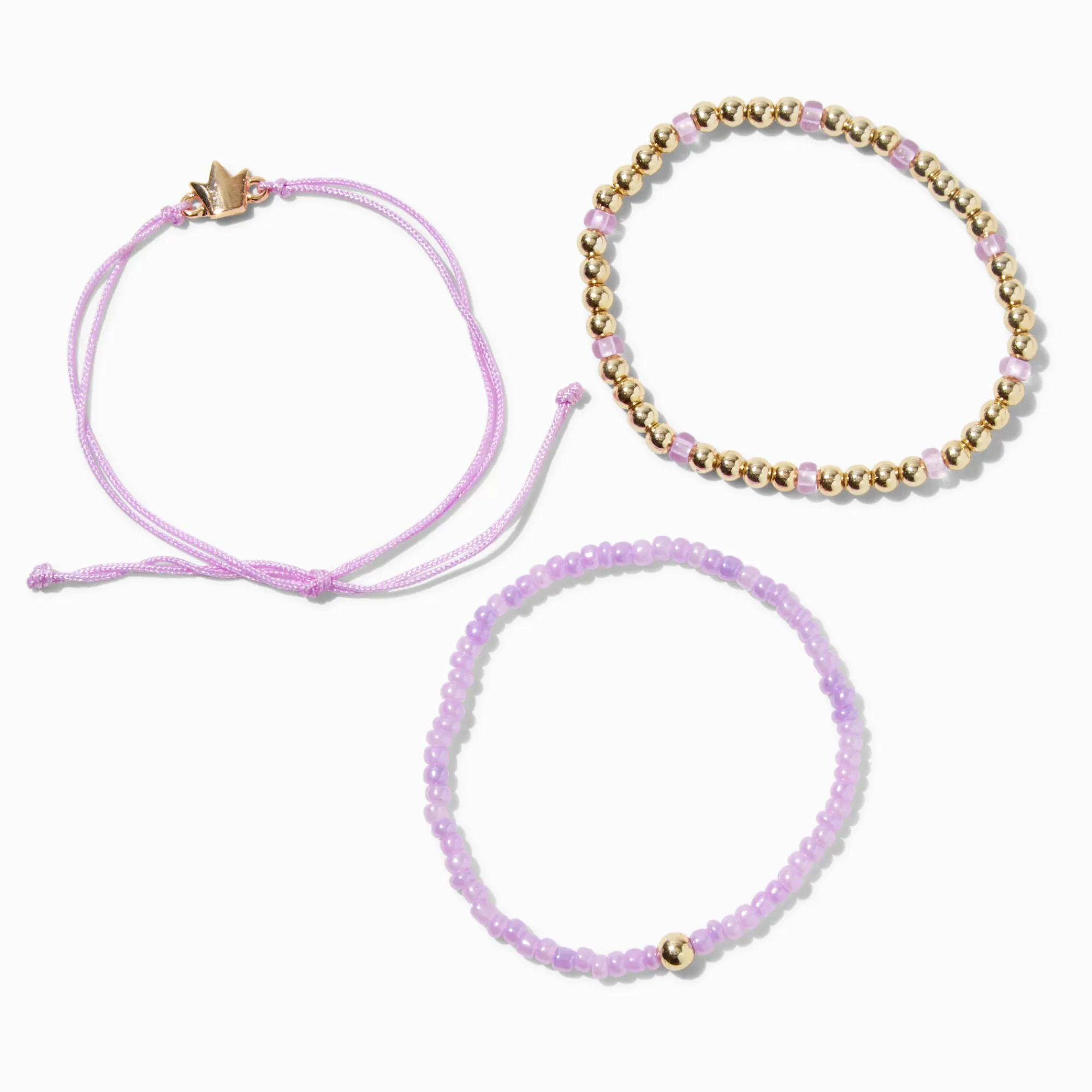 Claire's Bracelets-Lot de bracelets perlés inspiration « Strength » violet - Lot de 3