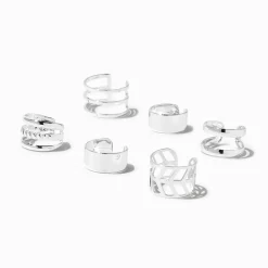Claire's Bijoux De Piercing-Lot de 6 manchettes d'oreilles géométriques couleur argentée
