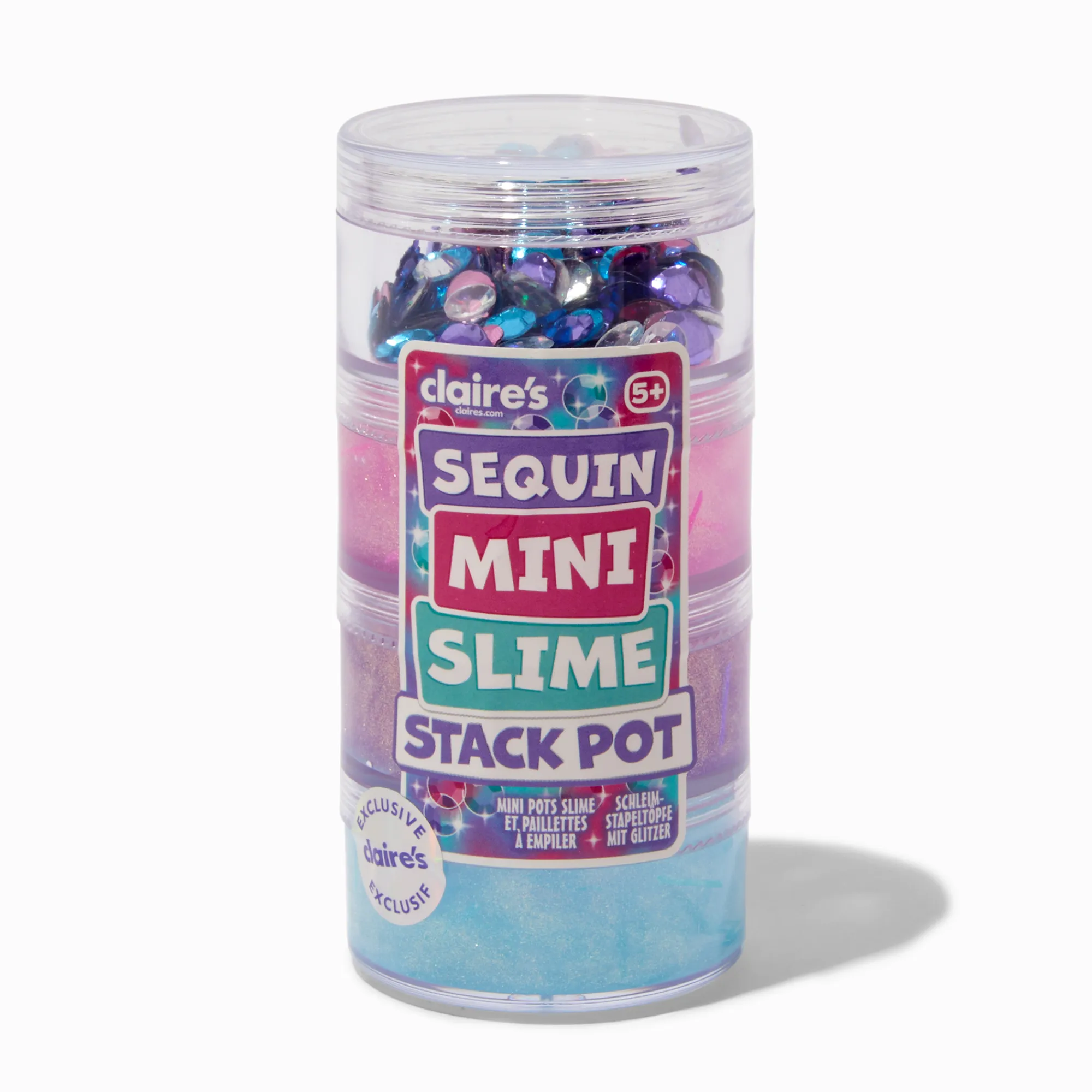 Claire's Jouets Gluants-Lot de mini pots de slime empilables avec sequins