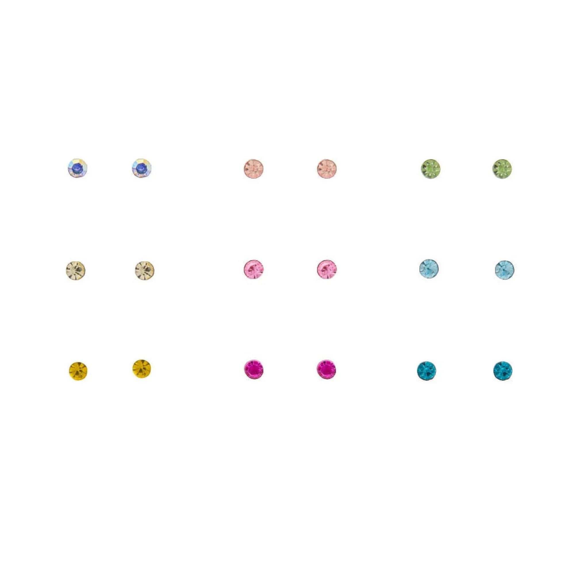 Claire's Clous D'oreilles-Lot de 9 paires de clous d’oreille 2 mm arc-en-ciel