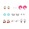 Claire's Clous D'oreilles-Lot de 9 paires de clous d’oreille bonbons et panda arc-en-ciel