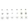 Claire's Clous D'oreilles-Lot de 9 paires de clous d'oreilles floraux, perles d’imitation et strass couleur argentée