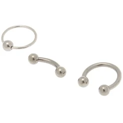 Claire's Bijoux Premium|Bijoux De Piercing-Lot de 3 paires de créoles pour piercing de cartilage 16 g couleur titané