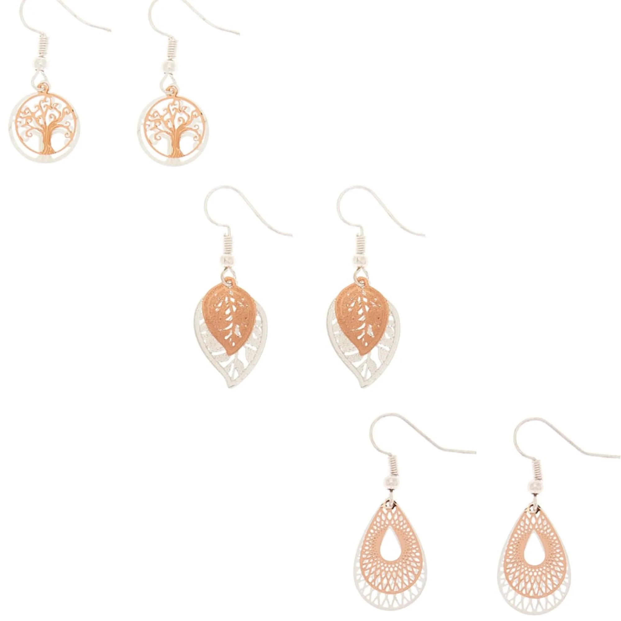 Claire's Pendantes-Lot de 3 pendantes en métaux mixtes avec motif filigrane
