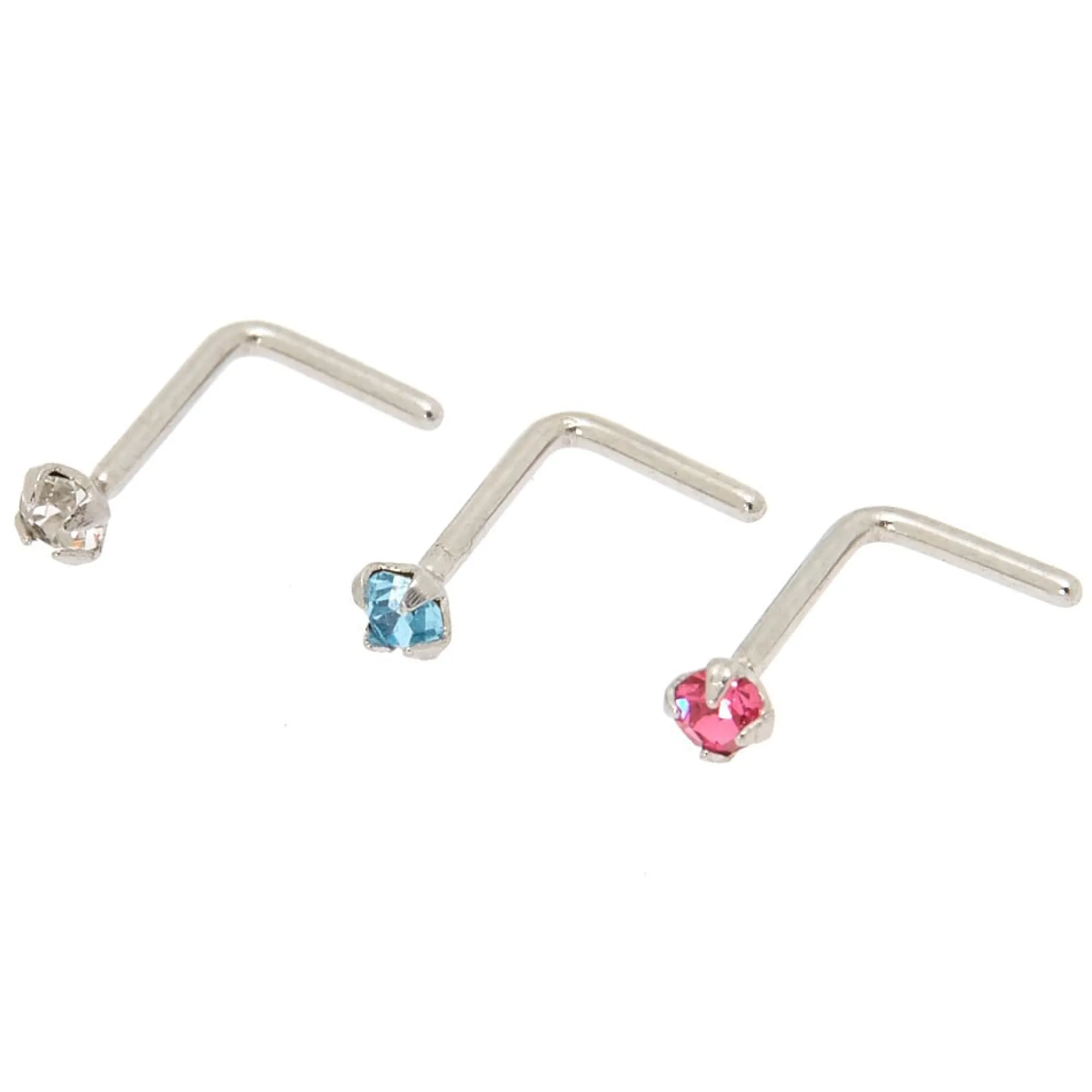 Claire's Bijoux De Piercing-Lot de 3 piercings de nez pastel 20 g couleur argenté