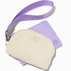 Claire's Porte-monnaies-Lot de porte-monnaie en nylon lavande et blanc - Lot de 2