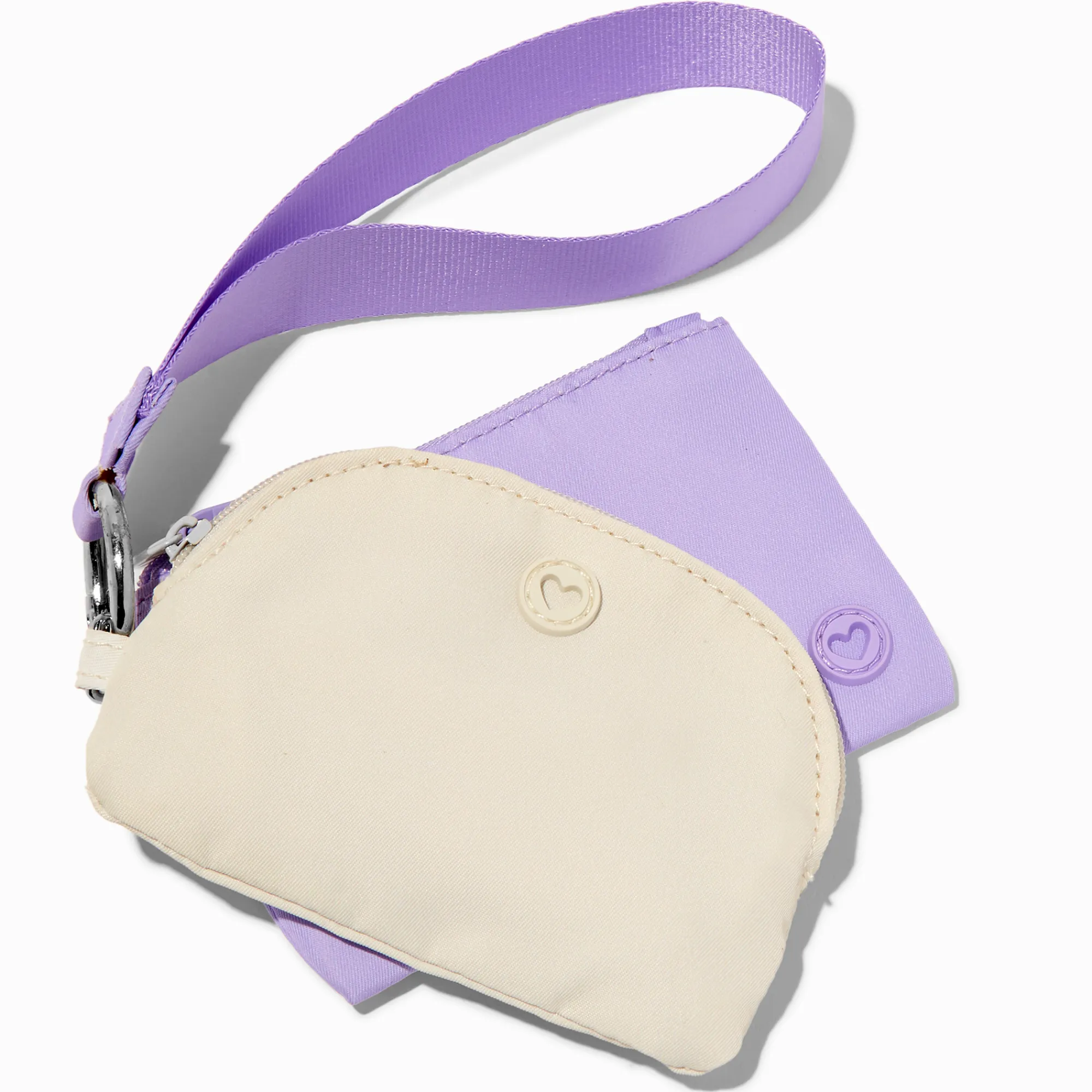 Claire's Porte-monnaies-Lot de porte-monnaie en nylon lavande et blanc - Lot de 2