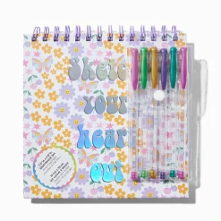 Claire's Stylos Et Crayons-Lot de stylo gel et carnet à croquis floral « Sketch Your Heart Out »
