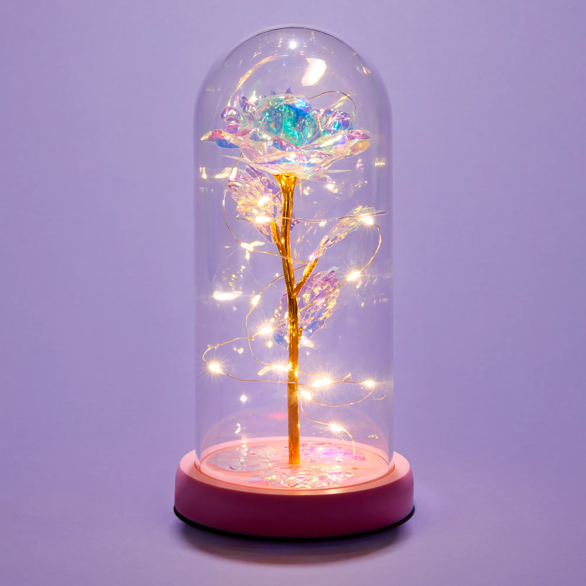 Claire's Déco De Maison-Lumière d'appoint rose sous un dôme
