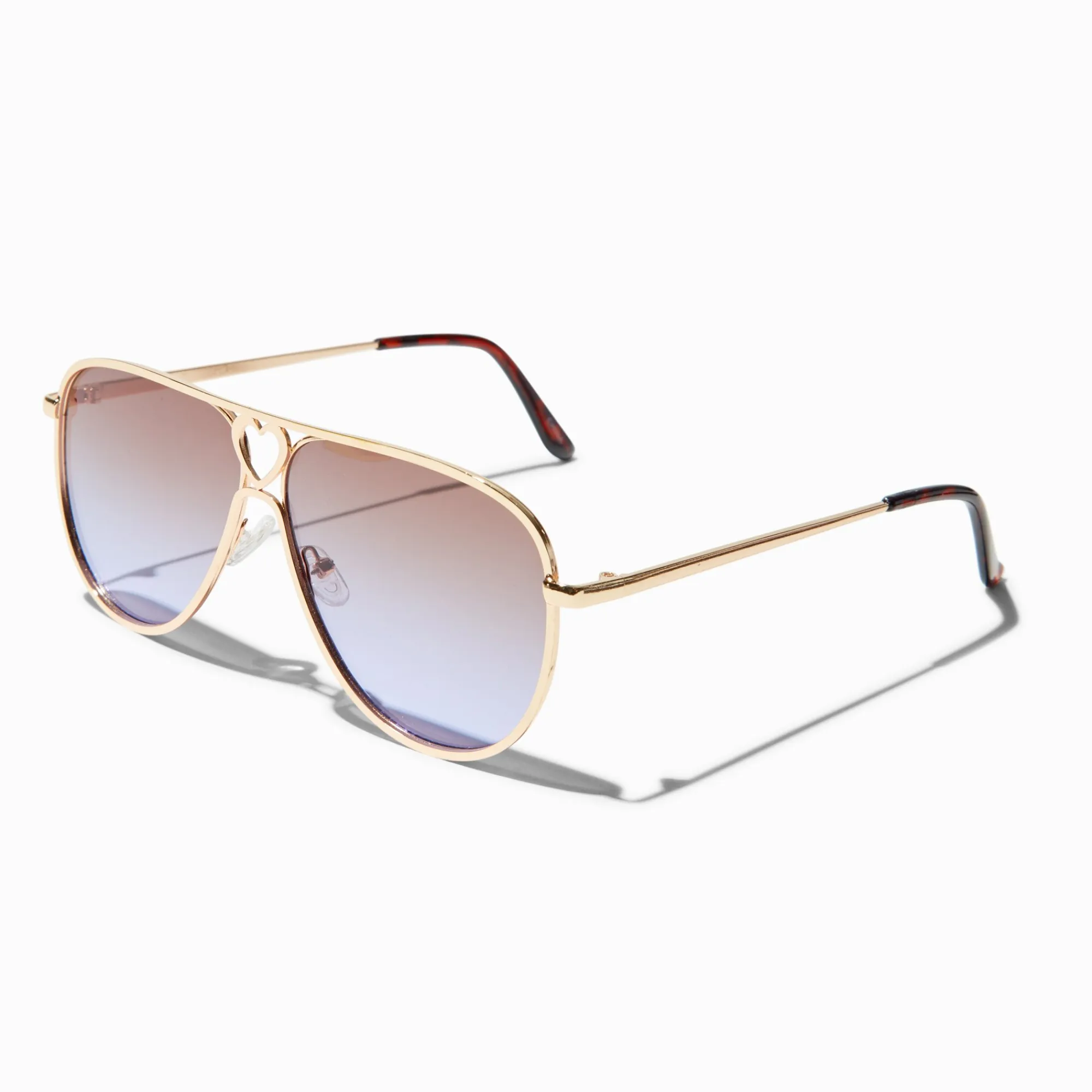 Claire's Lunettes-Lunettes aviateur couleur dorée verres violets