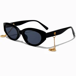 Claire's Lunettes-Lunettes de soleil breloques coquillages ovales noires