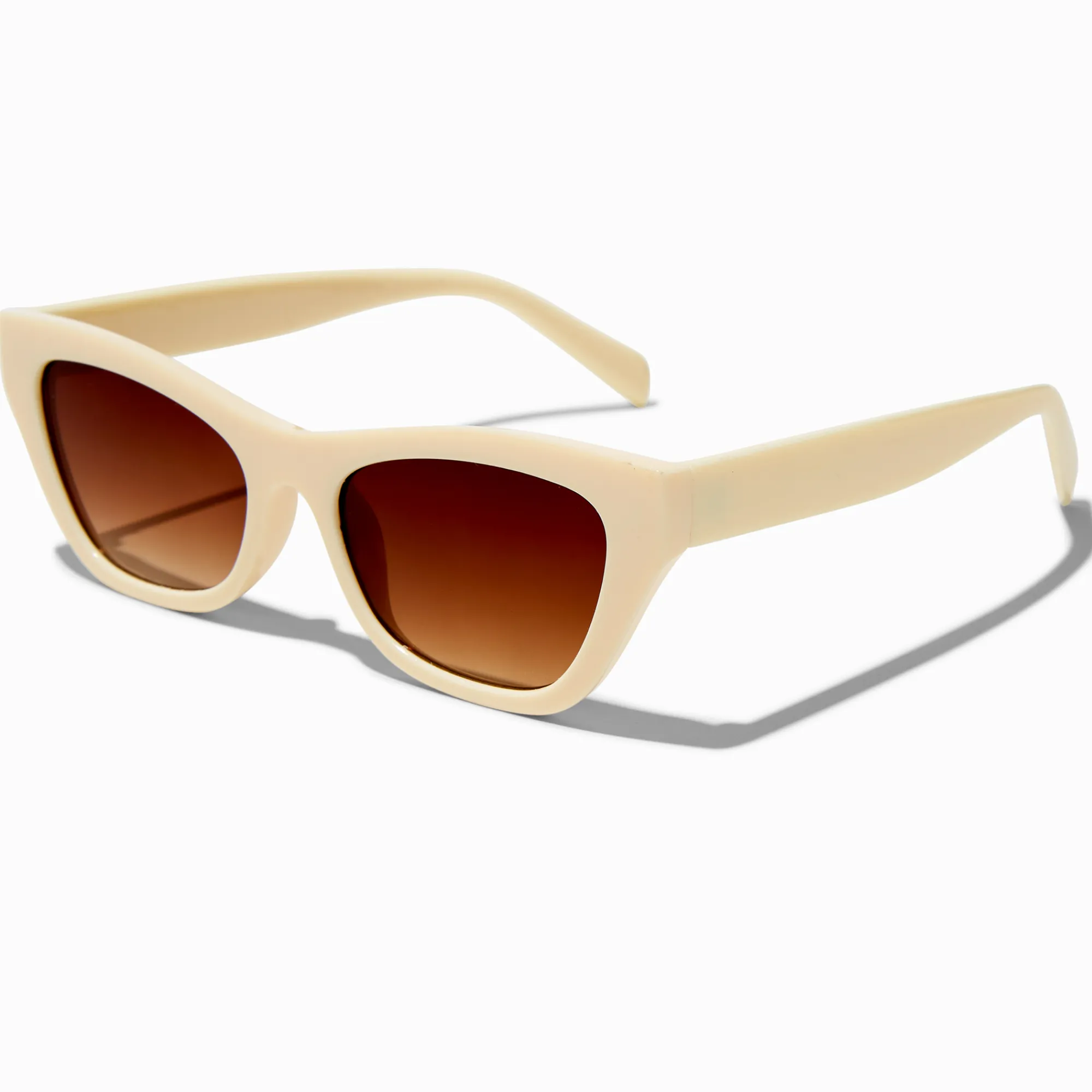 Claire's Lunettes-Lunettes de soleil œil de chat couleur ivoire