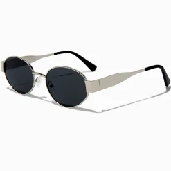 Claire's Lunettes-Lunettes de soleil métalliques ovales fini écaille de tortue noir