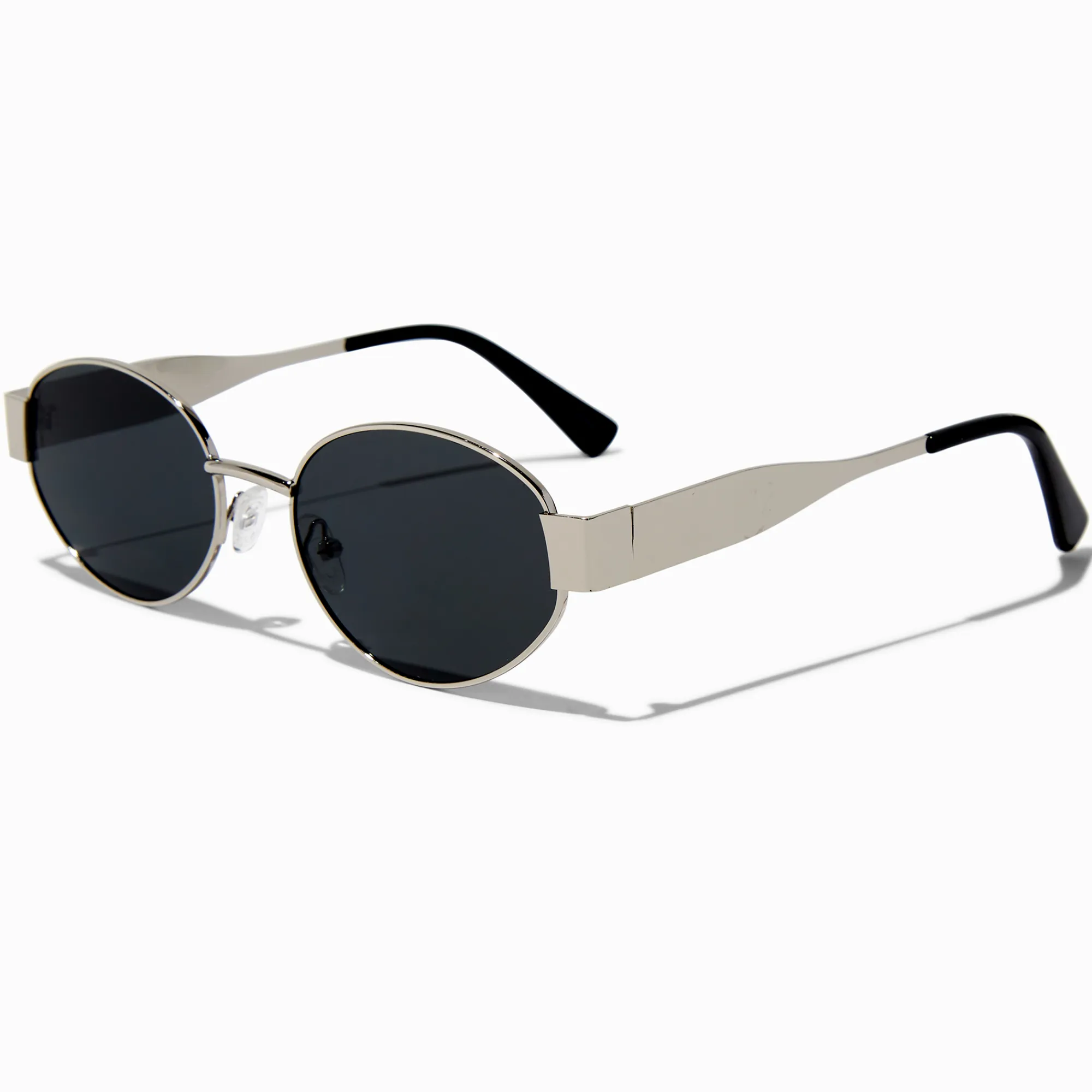 Claire's Lunettes-Lunettes de soleil métalliques ovales fini écaille de tortue noir