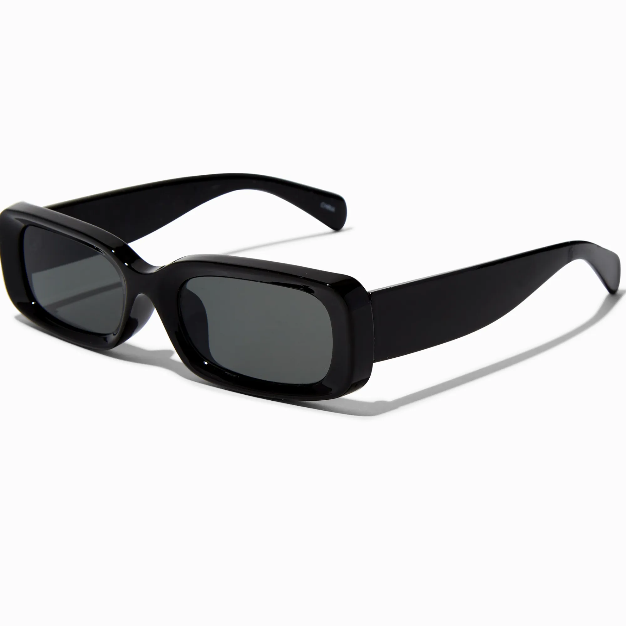 Claire's Lunettes-Lunettes de soleil rectangulaires fines noires à monture bombée