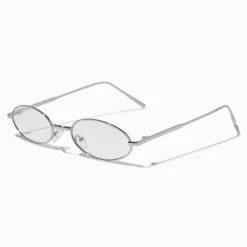 Claire's Lunettes-Lunettes fines à verres transparents ovales couleur argentée