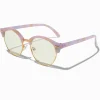 Claire's Lunettes-Lunettes à verres transparents avec barre frontale violette effet marbré avec réduction de la lumière bleue