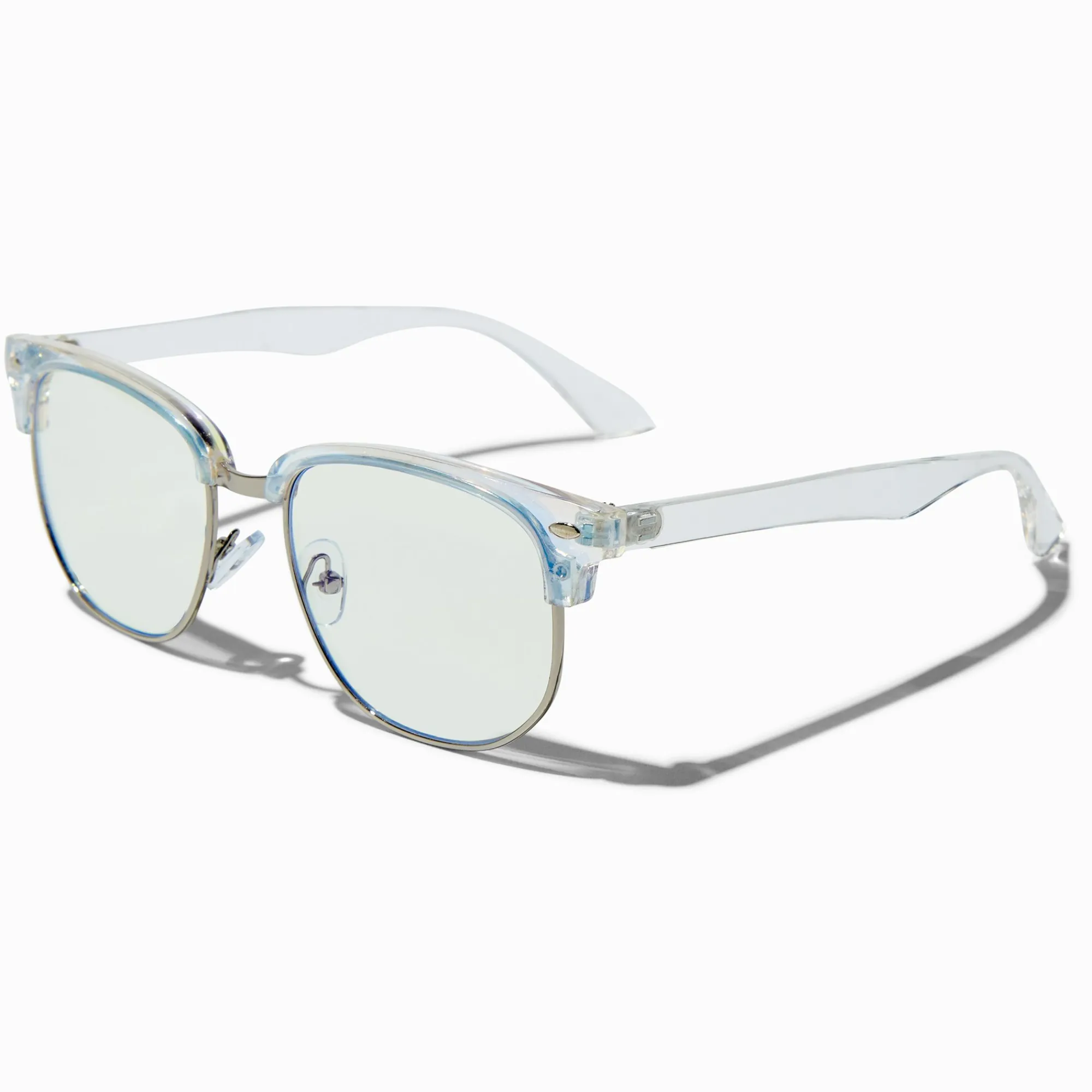 Claire's Lunettes-Lunettes à verres transparents bleu clair avec réduction de la lumière bleue