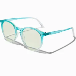 Claire's Lunettes-Lunettes à verres transparents rétro dégradé bleu avec réduction de la lumière bleue