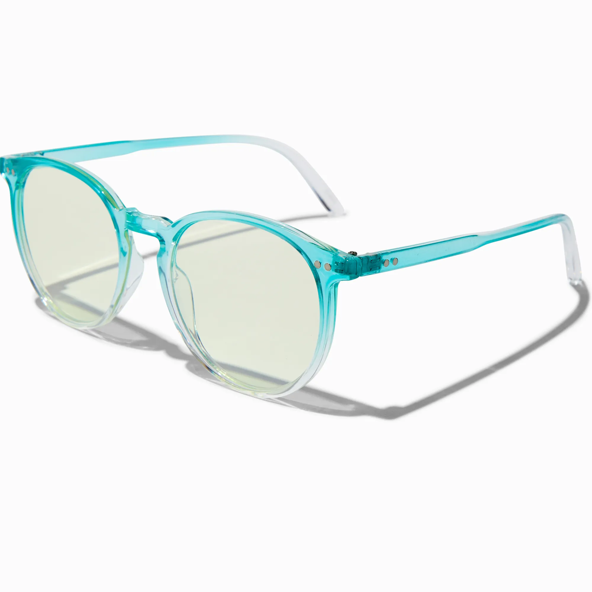 Claire's Lunettes-Lunettes à verres transparents rétro dégradé bleu avec réduction de la lumière bleue