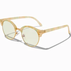 Claire's Lunettes-Lunettes à verres transparents brun clair avec effet marbré et réduction de la lumière bleue