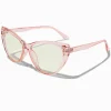 Claire's Lunettes-Lunettes à verres transparents œil de chat rose avec réduction de la lumière bleue