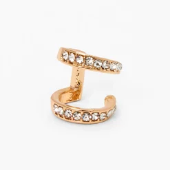Claire's Bijoux De Piercing-Manchette d'oreille double rang décorée couleur dorée