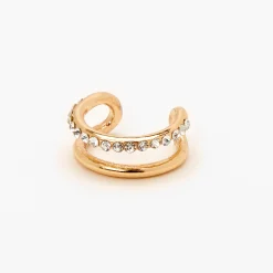Claire's Bijoux De Piercing-Manchette d'oreille double rang ornementée sur un seul rang couleur dorée