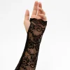 Claire's Gants Et Mitaines-Manchettes en dentelle florale - Noir