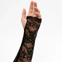 Claire's Gants Et Mitaines-Manchettes en dentelle florale - Noir