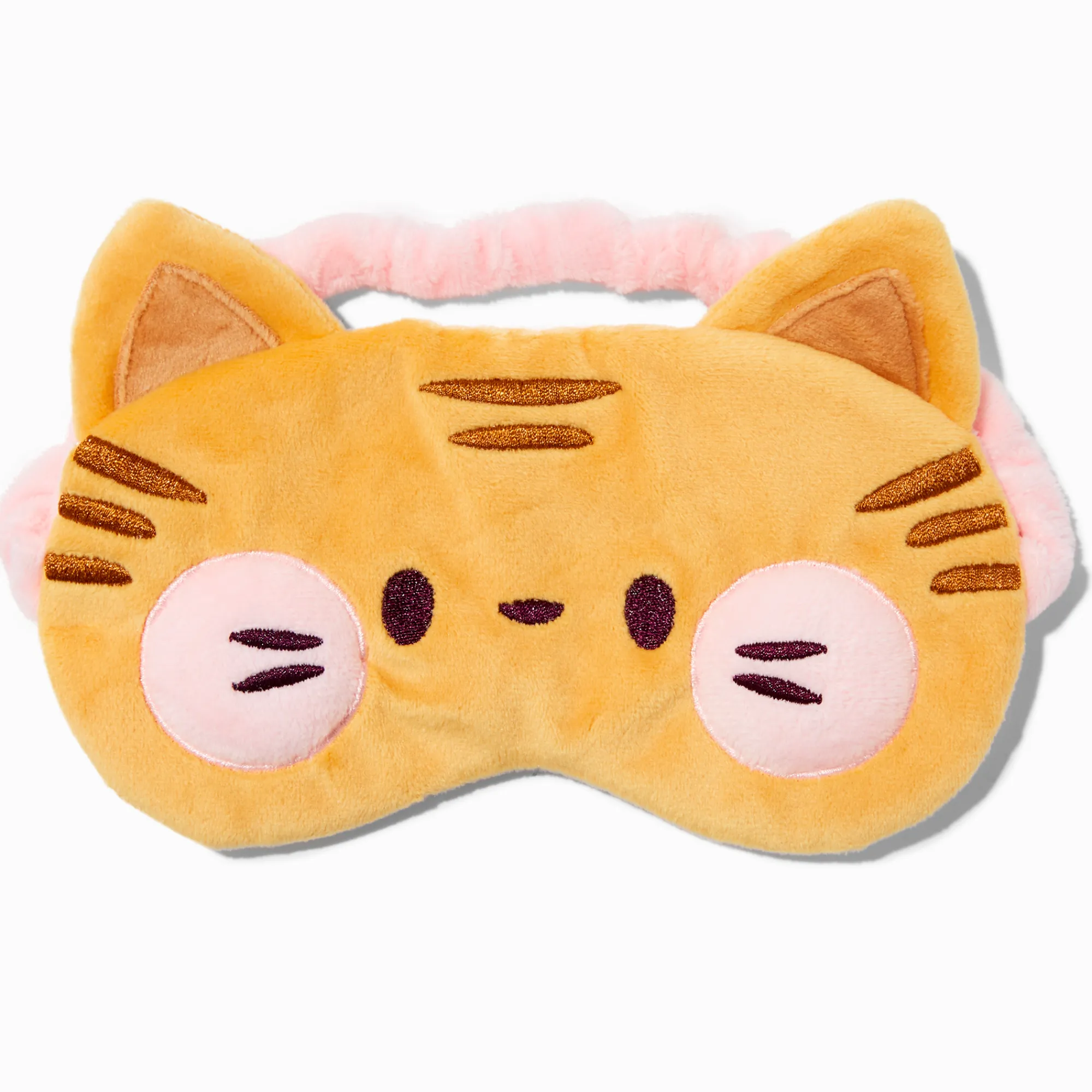 Claire's Masques Sommeil-Masque de sommeil chat orange en peluche