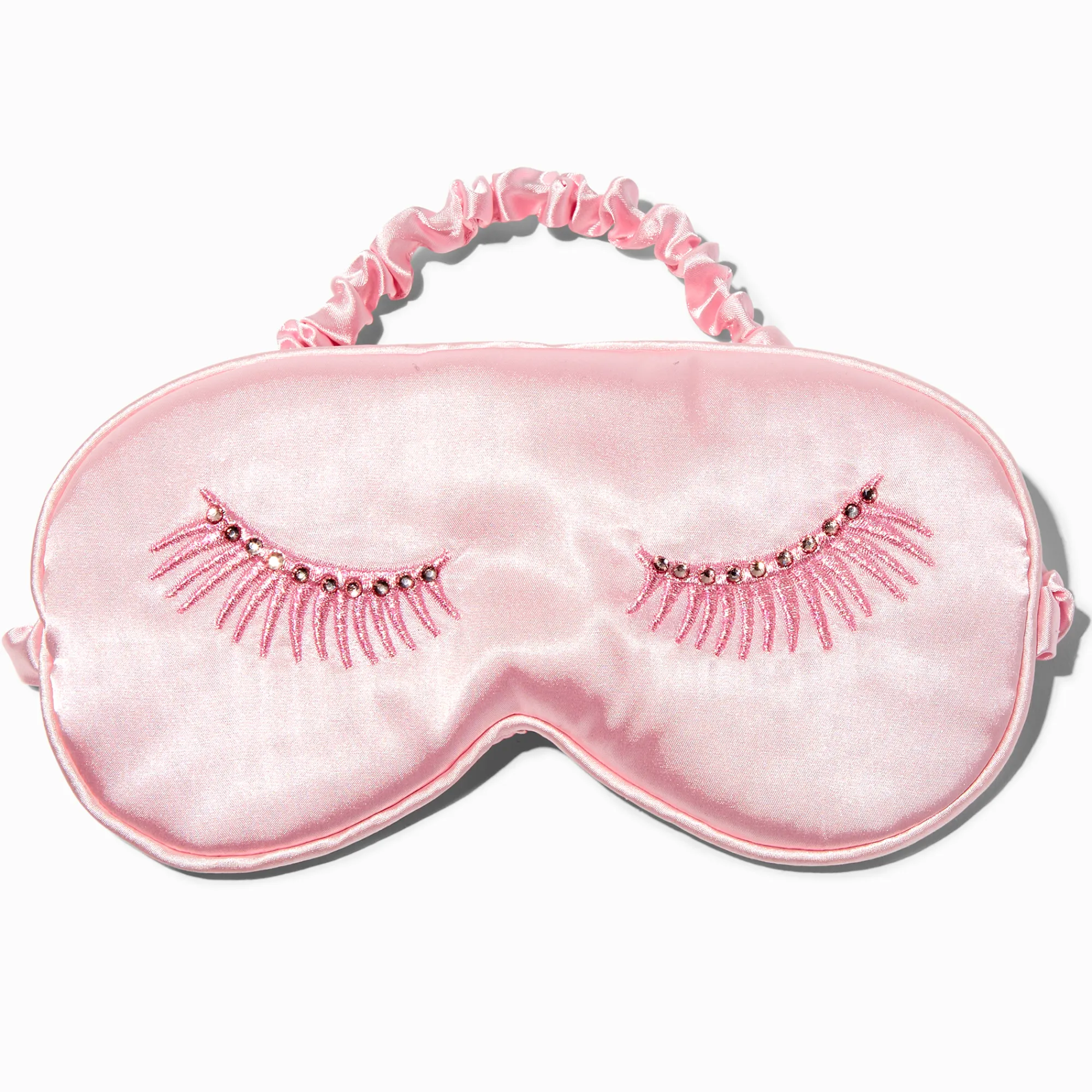 Claire's Masques Sommeil-Masque de sommeil en faux satin avec cils rose tendre