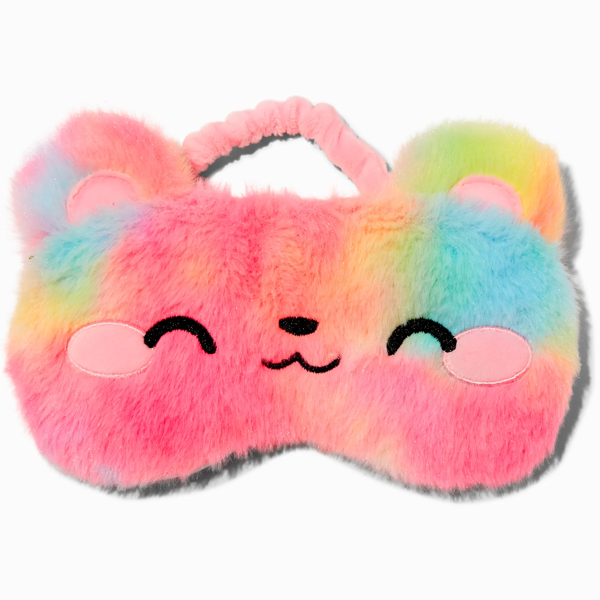 Claire's Masques Sommeil-Masque de sommeil en peluche ours arc-en-ciel Claire's Club