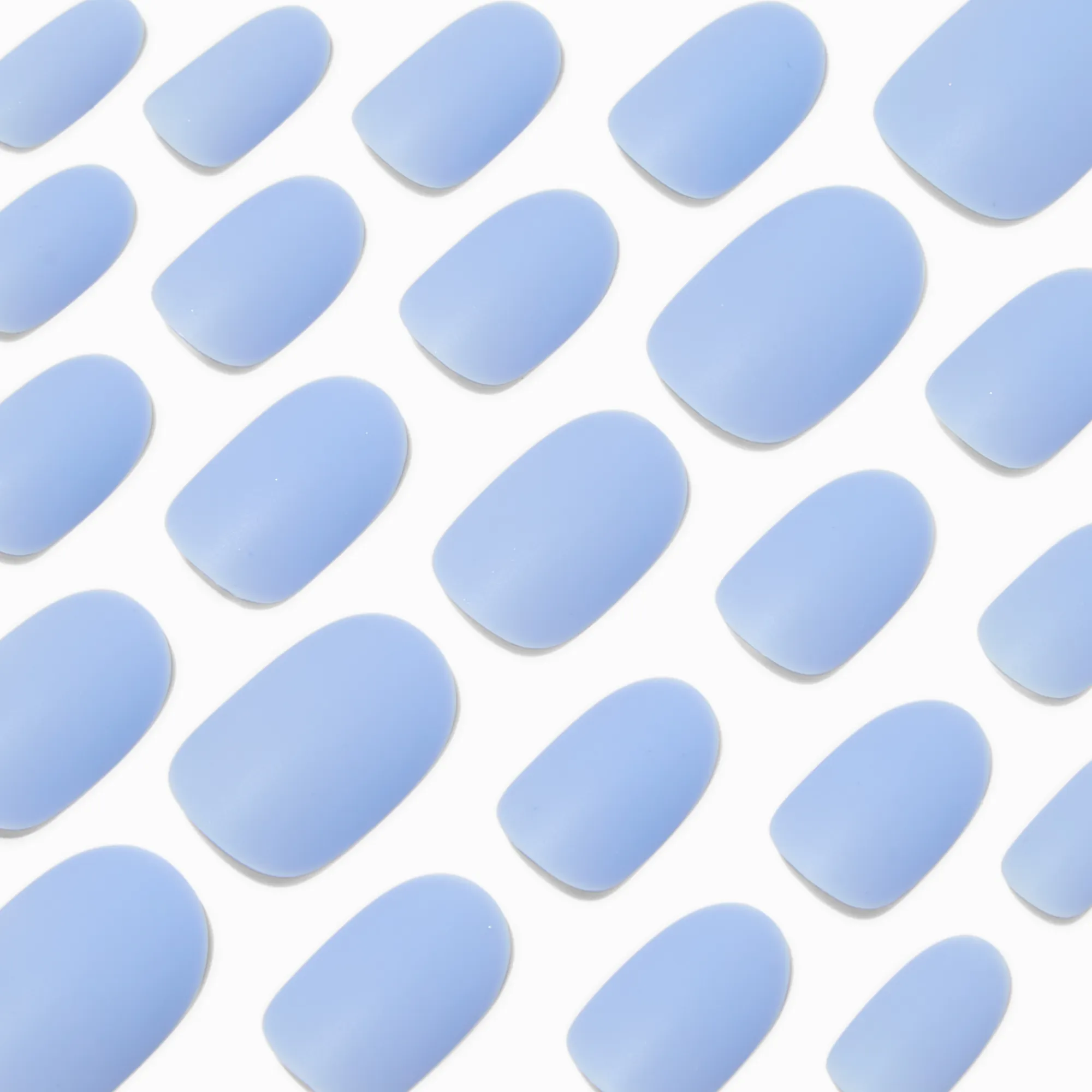 Claire's Ongles-Matte Baby Blue Medium Oval Vegan Faux Nail Set - 24 Pack