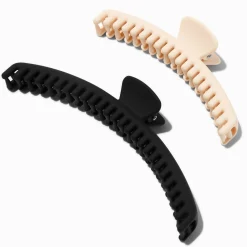 Claire's Barrettes Et Pinces-Matte Black & Ivory Athletic Hair Claws - 2 Pack
