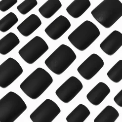 Claire's Ongles-Matte Black Medium Square Vegan Faux Nail Set - 24 Pack