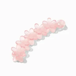 Claire's Barrettes Et Pinces-Matte Pink Flower Banana Hair Claw Clip